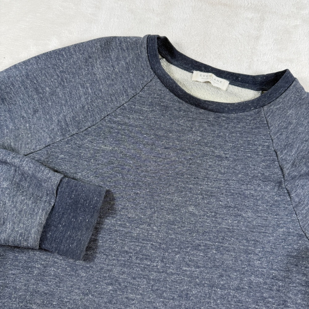 Everlane Mens French Terry Crewneck Sweatshirt Blue Heather Raglan Sleeve Size M